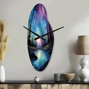 Aurora Borealis Dancing Lights VIII - Asymmetric Metal Wall Clock